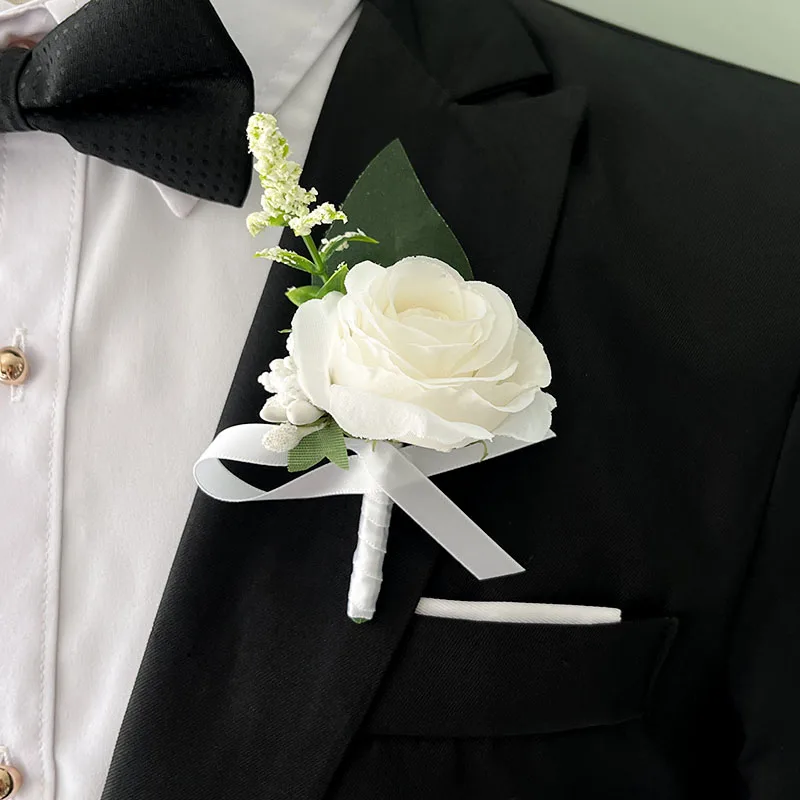 Bride Bouquet Wedding Accessories Silk Roses Artificial Flowers Bridesmaid Bouquet Groom Boutonniere Corsage Wedding Party Decor