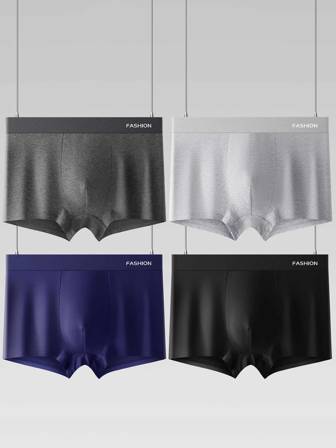 4-pack of Men's Underwear, Soft, Breathable, Comfortable and Loose, Trendy, Fashionable and Highly Elastic Boys' Boxer Briefs Shorts