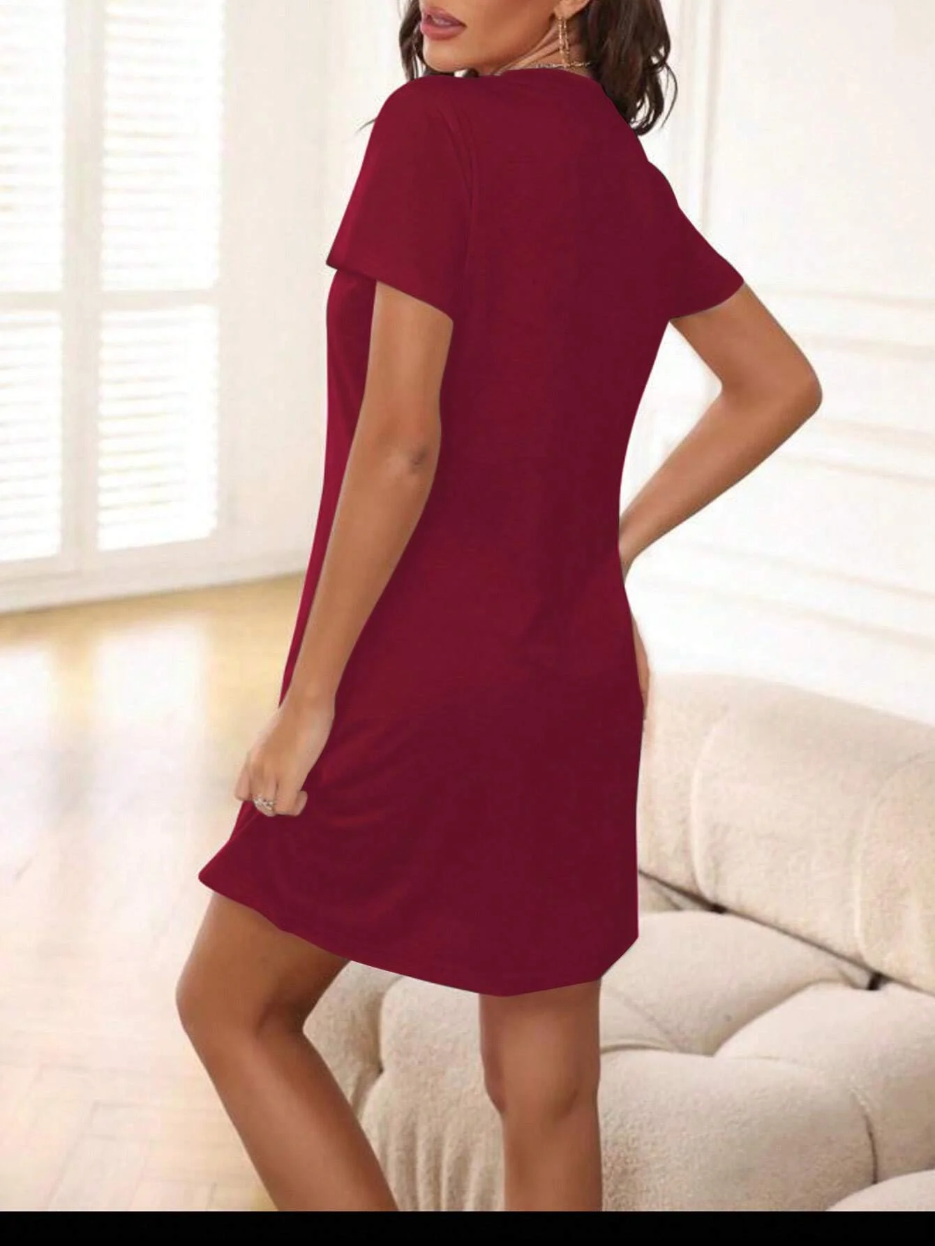 Simple And Fashionable Ladies' Home Wear Pajamas Suitable For Home Use Skirt Breathable Half-Length Short Dres