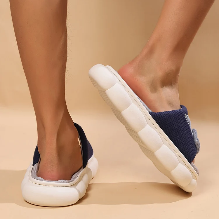 Linen Casual Slippers Women House Platform Cute Cartoon Cat Designer Shoes Girls Flat Fashion Elegant Footwear Indoor Large Size