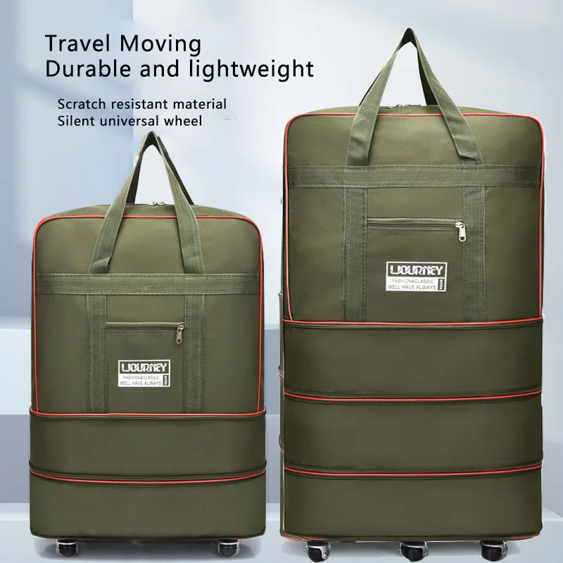 Folding Travel Bag, Luggage Compartment, Swivel Wheel Storage Box, Large Capacity Telescopic Luggage Bag, Overnight Bag