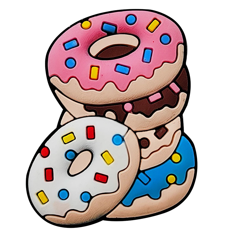 Cute Doughnut Shoe Charms Pin for Crocs Accessories Charms Clogs Bubble Slides Shoe DIY Shoe Decoration Buckle Party Gifts