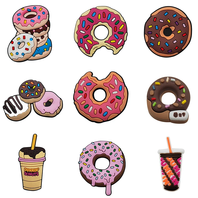 Cute Doughnut Shoe Charms Pin for Crocs Accessories Charms Clogs Bubble Slides Shoe DIY Shoe Decoration Buckle Party Gifts
