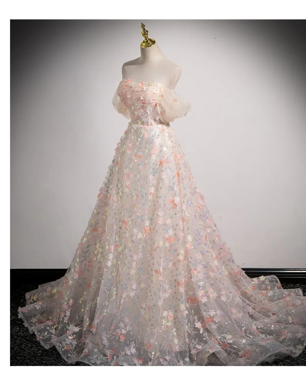Flower Decoration Evening Dress Colourful Wedding Shooting Skirt Women Hostess Performance Marriage Dresses Party Wedding Dress