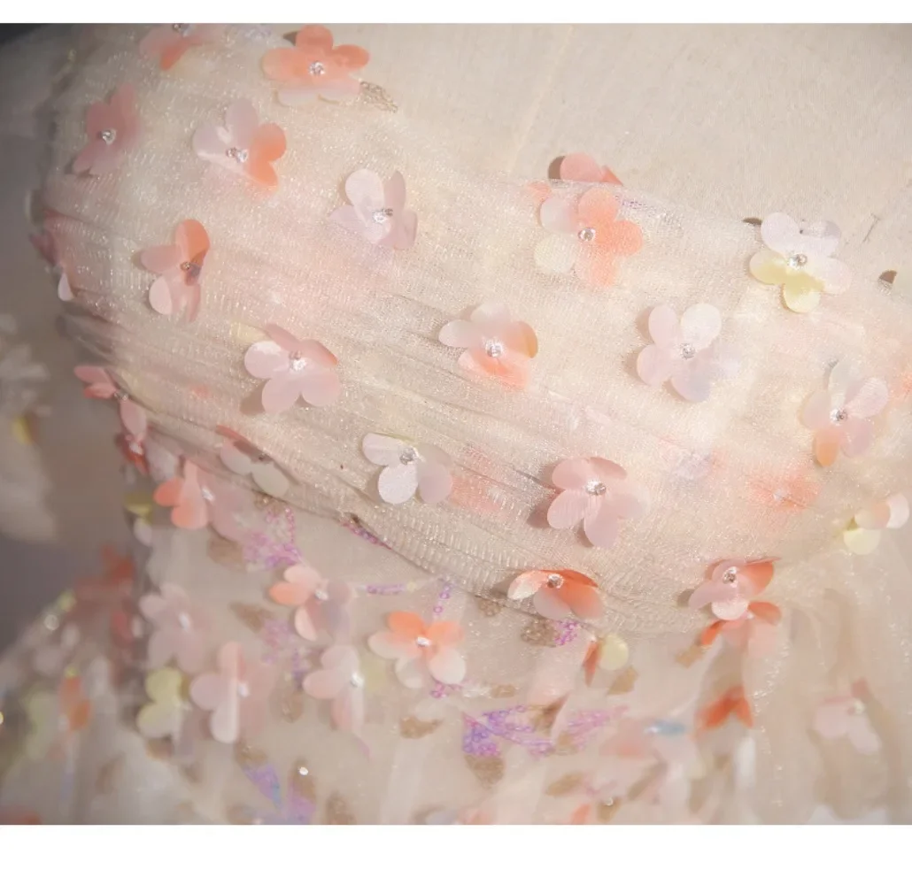 Flower Decoration Evening Dress Colourful Wedding Shooting Skirt Women Hostess Performance Marriage Dresses Party Wedding Dress