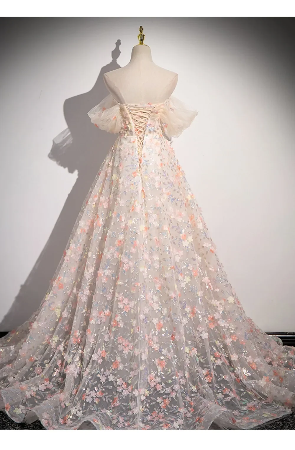 Flower Decoration Evening Dress Colourful Wedding Shooting Skirt Women Hostess Performance Marriage Dresses Party Wedding Dress