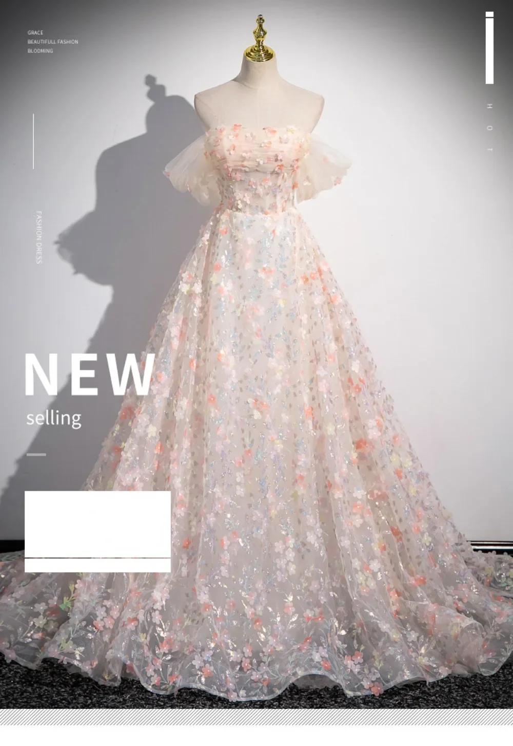 Flower Decoration Evening Dress Colourful Wedding Shooting Skirt Women Hostess Performance Marriage Dresses Party Wedding Dress
