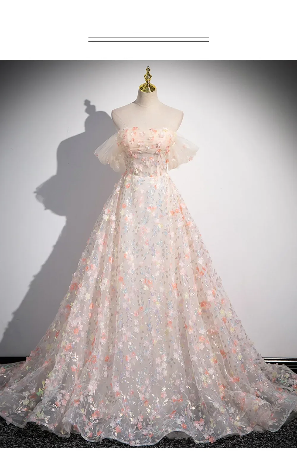 Flower Decoration Evening Dress Colourful Wedding Shooting Skirt Women Hostess Performance Marriage Dresses Party Wedding Dress
