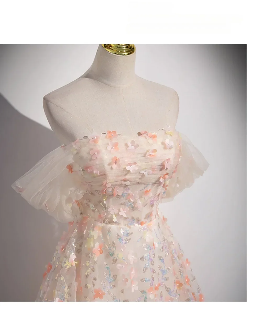 Flower Decoration Evening Dress Colourful Wedding Shooting Skirt Women Hostess Performance Marriage Dresses Party Wedding Dress