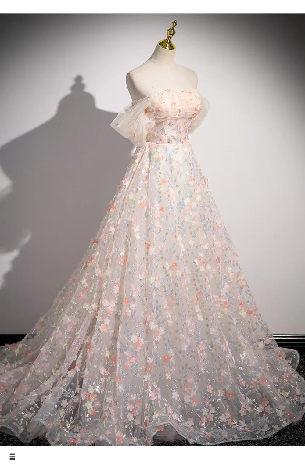 Flower Decoration Evening Dress Colourful Wedding Shooting Skirt Women Hostess Performance Marriage Dresses Party Wedding Dress