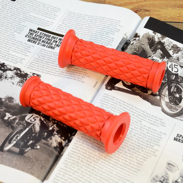 Retro Rubber Motorcycle Handlebar Grips 7/8" 22mm Non Slip Motorcycle Handle Grips Compatible With ATV Motorbike Pit Bike