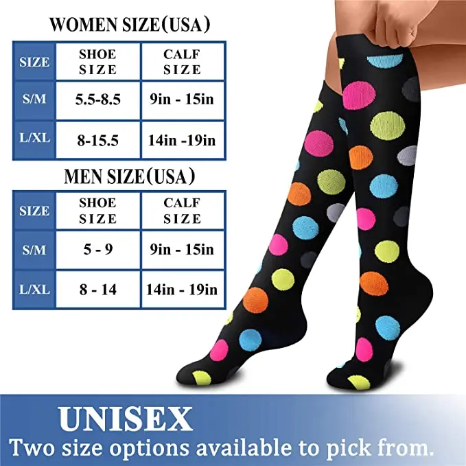 3Pairs Compression Socks Women Men Knee Stocking 20-30mmHg Edema Diabetes Varicose Veins Nurse Compression Socks Running Sock