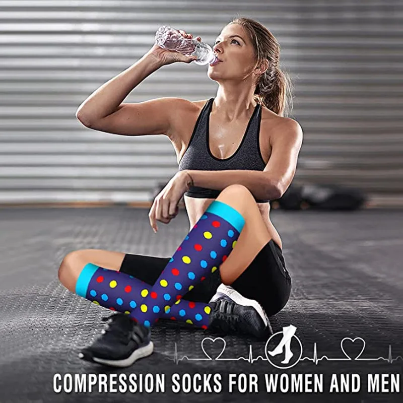 3Pairs Compression Socks Women Men Knee Stocking 20-30mmHg Edema Diabetes Varicose Veins Nurse Compression Socks Running Sock