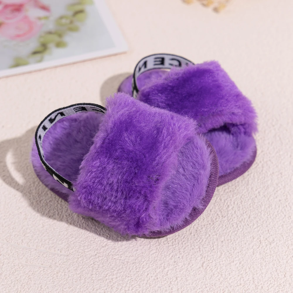 Hot Sale Soft Bottom Breathable Baby Shoes 0-18 Months Simple Elastic Walking Shoes Indoor Baby Girls Non-slip Fur Sandals