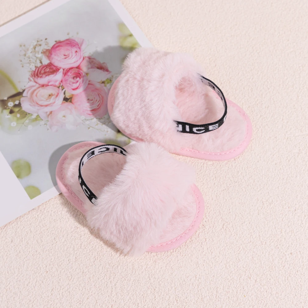 Hot Sale Soft Bottom Breathable Baby Shoes 0-18 Months Simple Elastic Walking Shoes Indoor Baby Girls Non-slip Fur Sandals