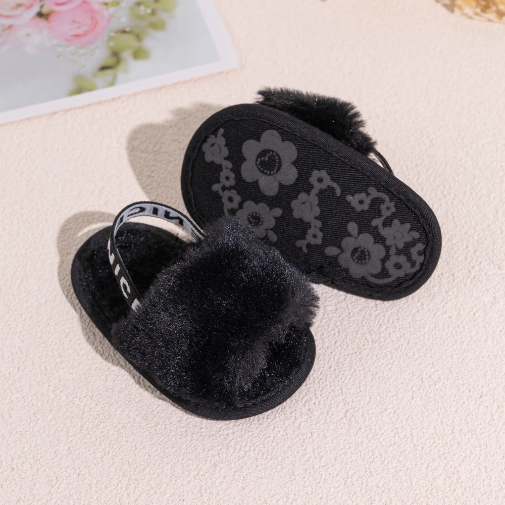 Hot Sale Soft Bottom Breathable Baby Shoes 0-18 Months Simple Elastic Walking Shoes Indoor Baby Girls Non-slip Fur Sandals