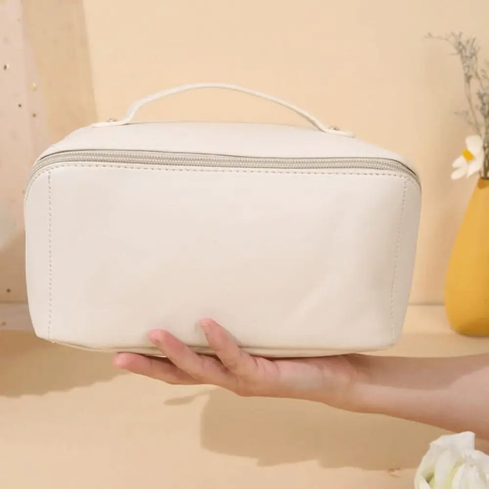 Portable Large Capacity Makeup Travel Cosmetic Bag Organizer with Brushes Slots Dividers Multifunction Storage Case