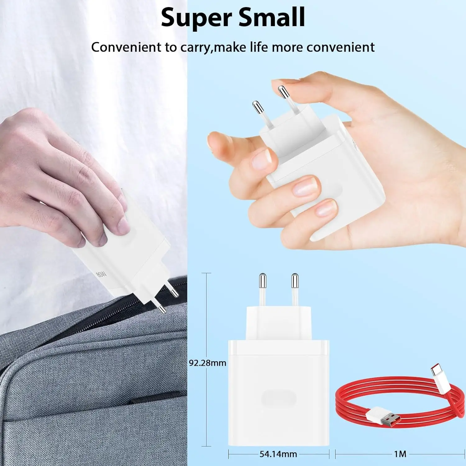 For OnePlus 80W SuperVOOC EU Fast Wall Charger For OnePlus 10 Pro 11 12 13 15 Nord 4 5 CE 2 3 Lite OPPO Realme Type C USB Cable
