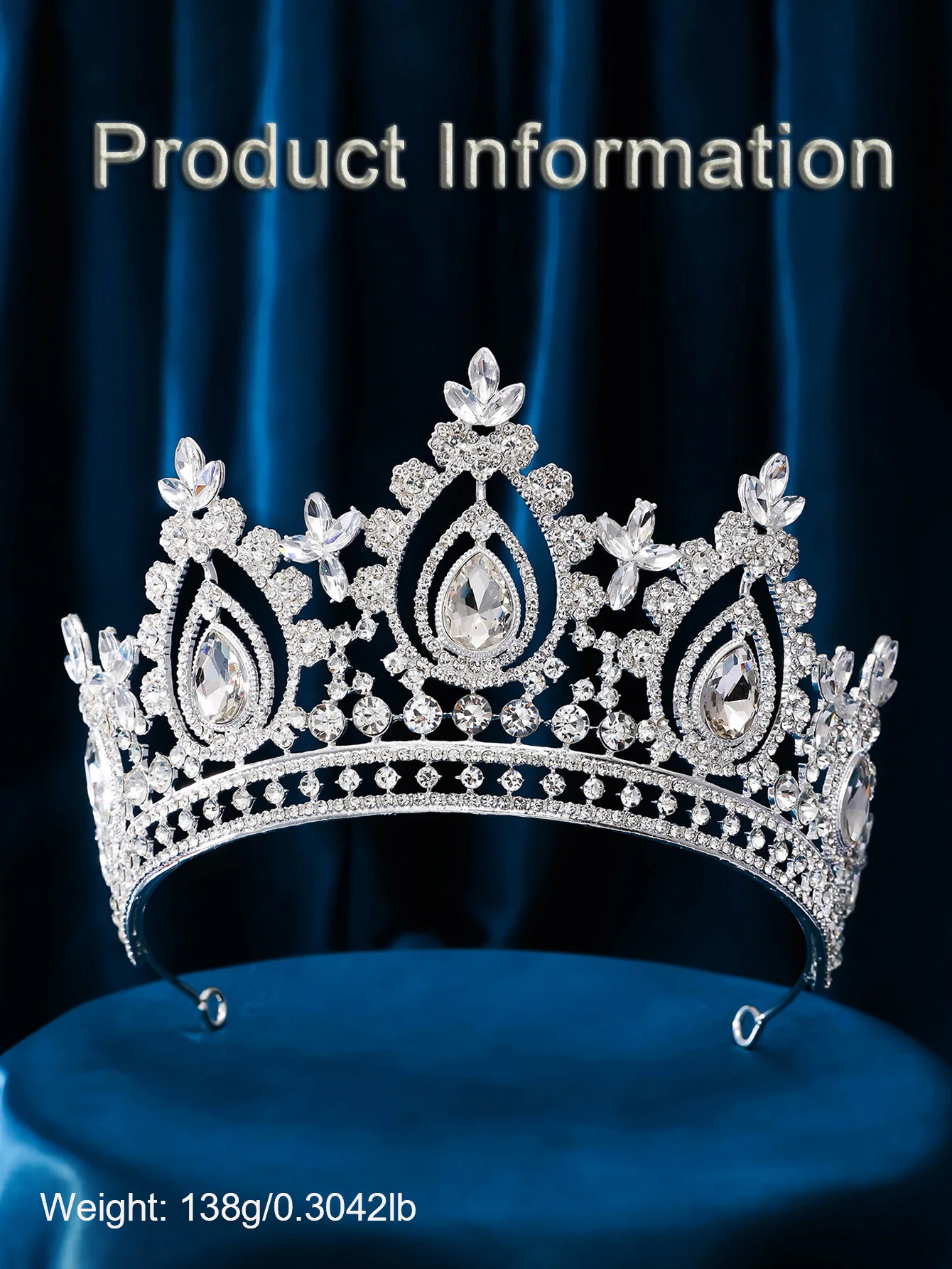 Luxury High Royal Queen Wedding Crown for Women Silver colors Crystal Banquet Tiaras Party Costume Hair Jewelry Accessories