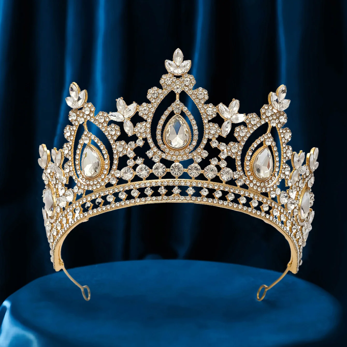 Luxury High Royal Queen Wedding Crown for Women Silver colors Crystal Banquet Tiaras Party Costume Hair Jewelry Accessories