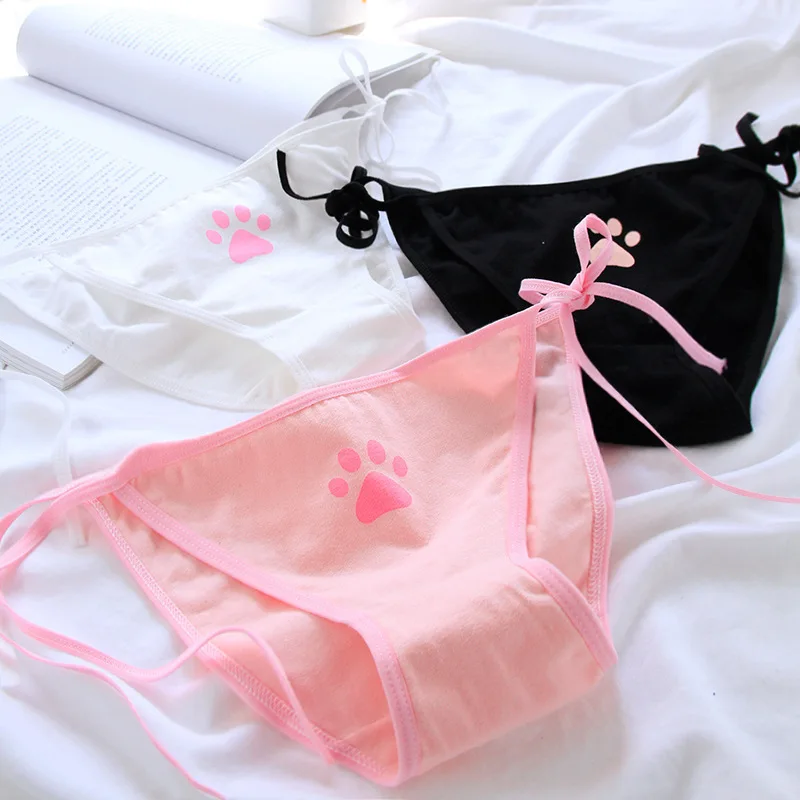 Sexy Bandage Lolita Panties Low Waist Lingerie Cute Claw Women's Briefs Low Waist Animation Underwear