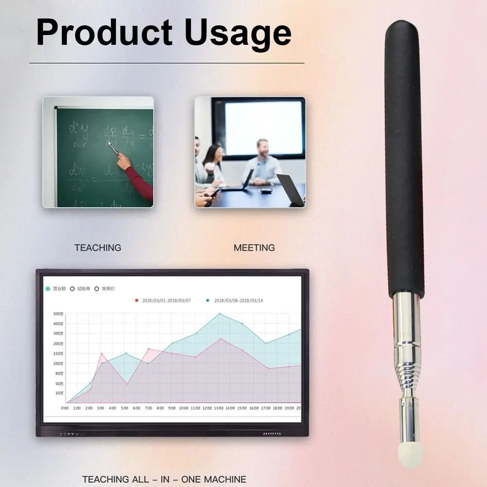 1m/1.2m Retractable Teaching Stick Whiteboard Touch Screen Pointer Stainless Steel Telescopic Rod Handheld