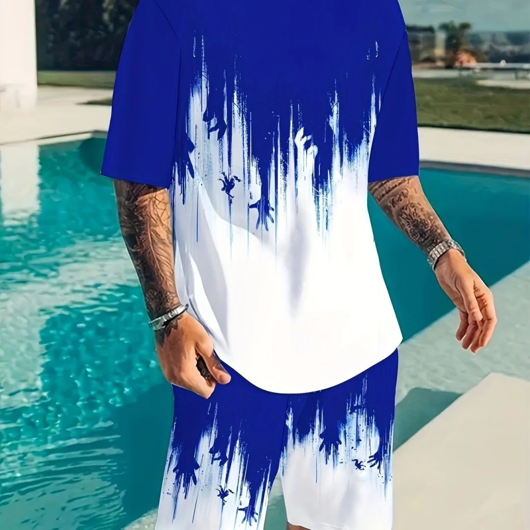 Summer Plus Men's Round Neck 3D Printed T-Shirt With Casual, Simple and Relaxed Style Suitable for Daily Wear and Vacation