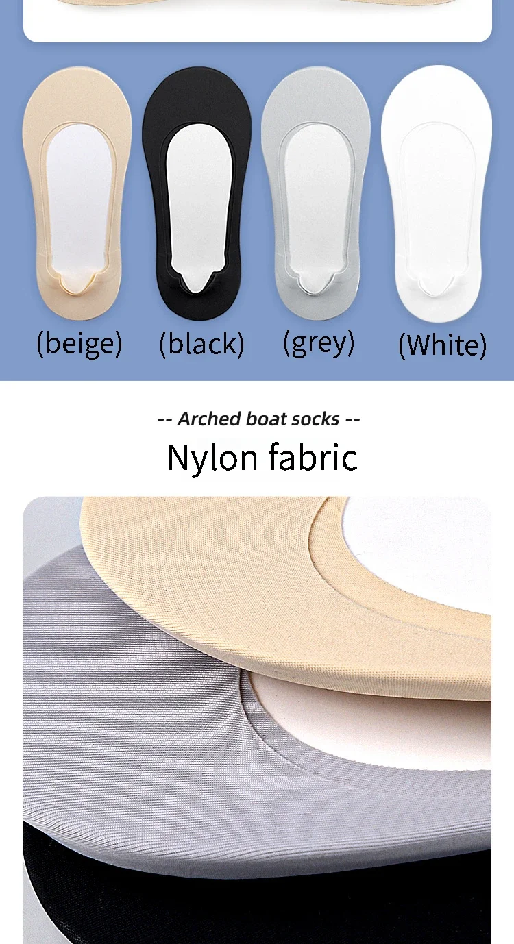 New Women Boat Sock Plantar Fasciitis Shoes Insole Socks Insoles for Feet Shock Absorbing Shoe Sole Invisible Non Slip Shoe Pads