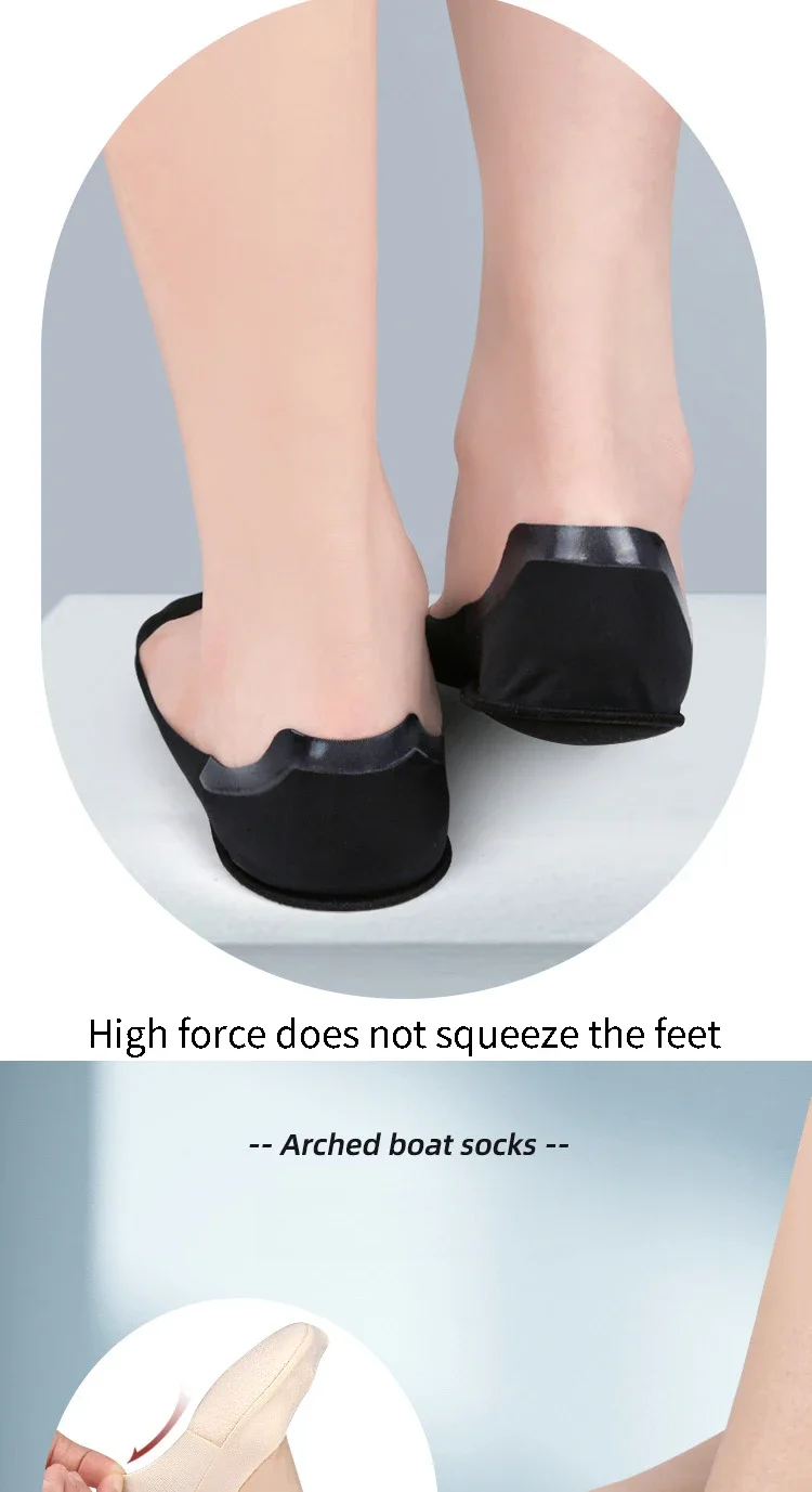 New Women Boat Sock Plantar Fasciitis Shoes Insole Socks Insoles for Feet Shock Absorbing Shoe Sole Invisible Non Slip Shoe Pads