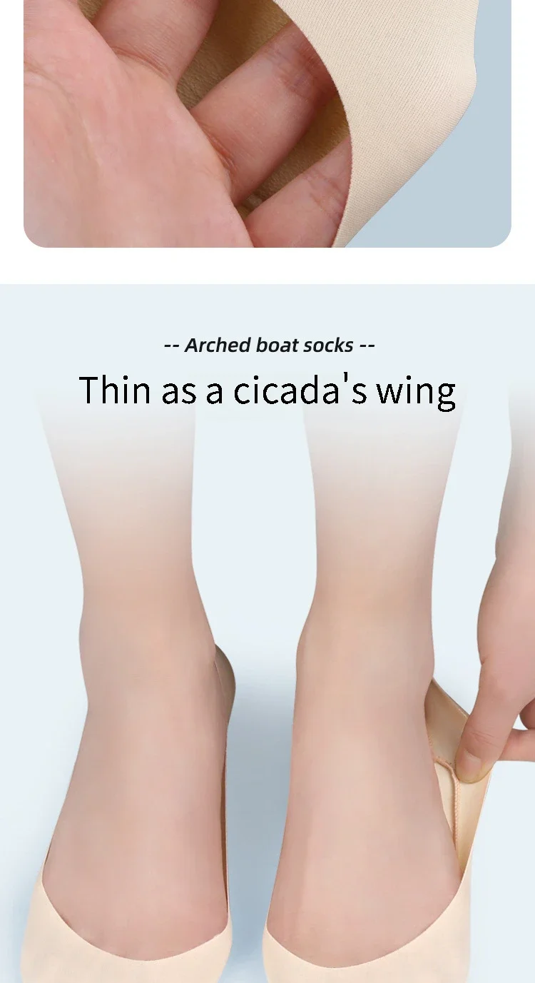 New Women Boat Sock Plantar Fasciitis Shoes Insole Socks Insoles for Feet Shock Absorbing Shoe Sole Invisible Non Slip Shoe Pads