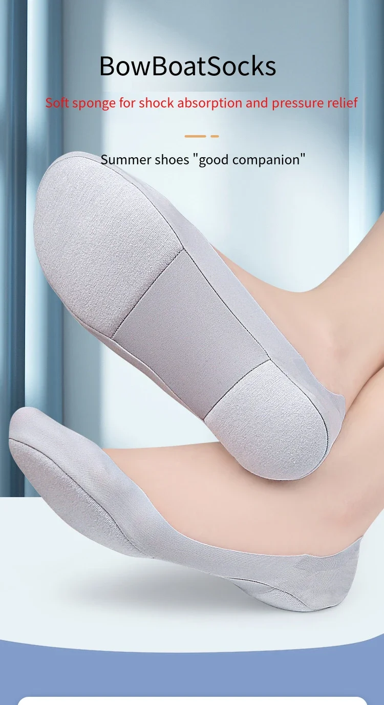 New Women Boat Sock Plantar Fasciitis Shoes Insole Socks Insoles for Feet Shock Absorbing Shoe Sole Invisible Non Slip Shoe Pads