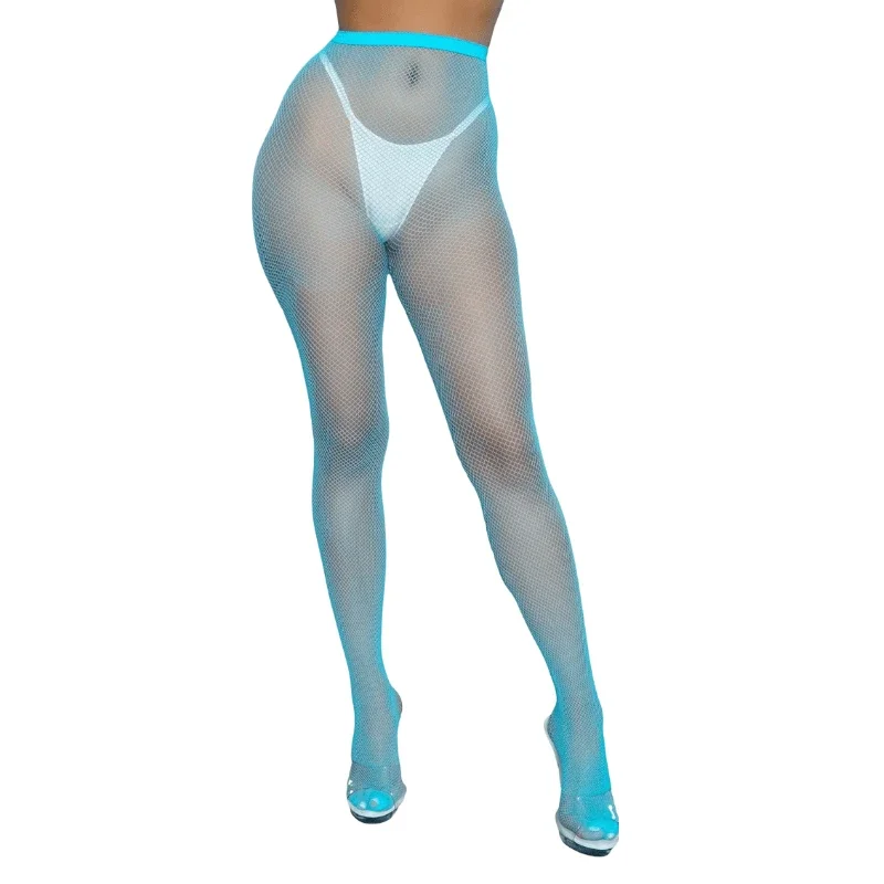 Hot Sale Sexy Tights Club wear Rose Pink Sky Blue Green Small Fishnet Pantyhose for Women's Thigh High Stockings Erotic Lingerie