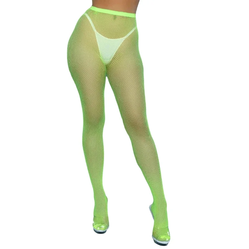 Hot Sale Sexy Tights Club wear Rose Pink Sky Blue Green Small Fishnet Pantyhose for Women's Thigh High Stockings Erotic Lingerie