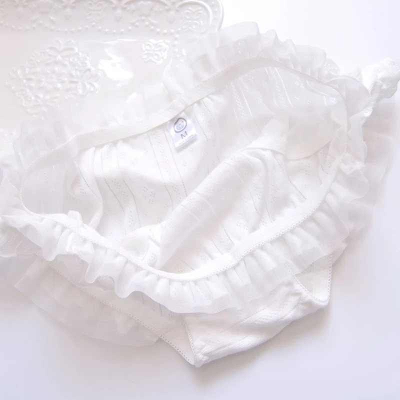 Cotton Ruffle Cute Lovely Sweety Girl Panties Bow Japanese Princess Style High Elasticity Breathable Sexy Women Underwear Breifs