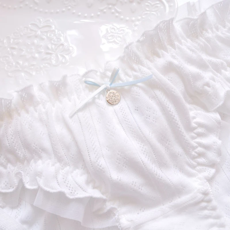 Cotton Ruffle Cute Lovely Sweety Girl Panties Bow Japanese Princess Style High Elasticity Breathable Sexy Women Underwear Breifs