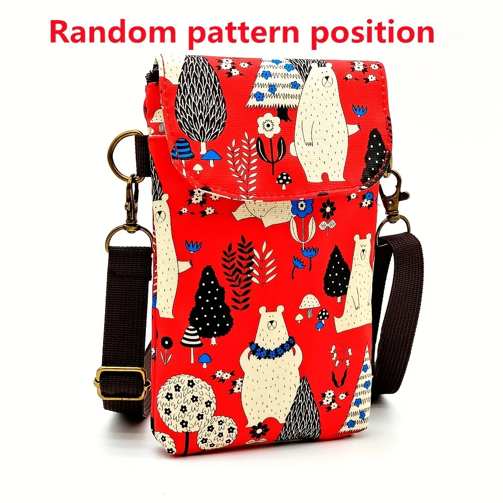 Cute Cat Animal Print Crossbody Bag, Kawaii Fabric Phone Purse, Small Shoulder Bag With Adjustable Strap  Purses and Handbags