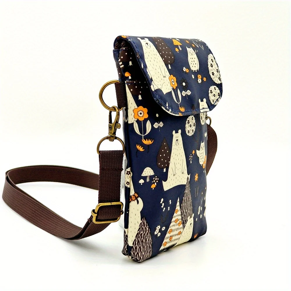 Cute Cat Animal Print Crossbody Bag, Kawaii Fabric Phone Purse, Small Shoulder Bag With Adjustable Strap  Purses and Handbags