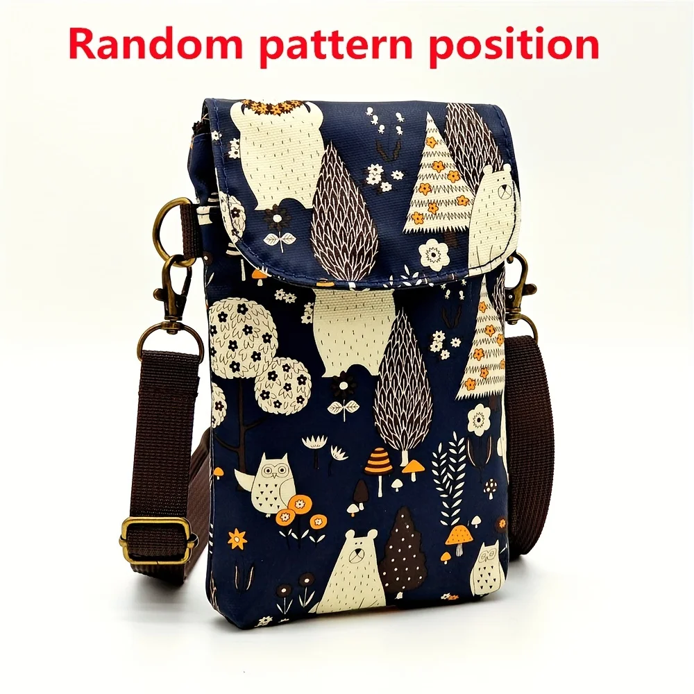 Cute Cat Animal Print Crossbody Bag, Kawaii Fabric Phone Purse, Small Shoulder Bag With Adjustable Strap  Purses and Handbags