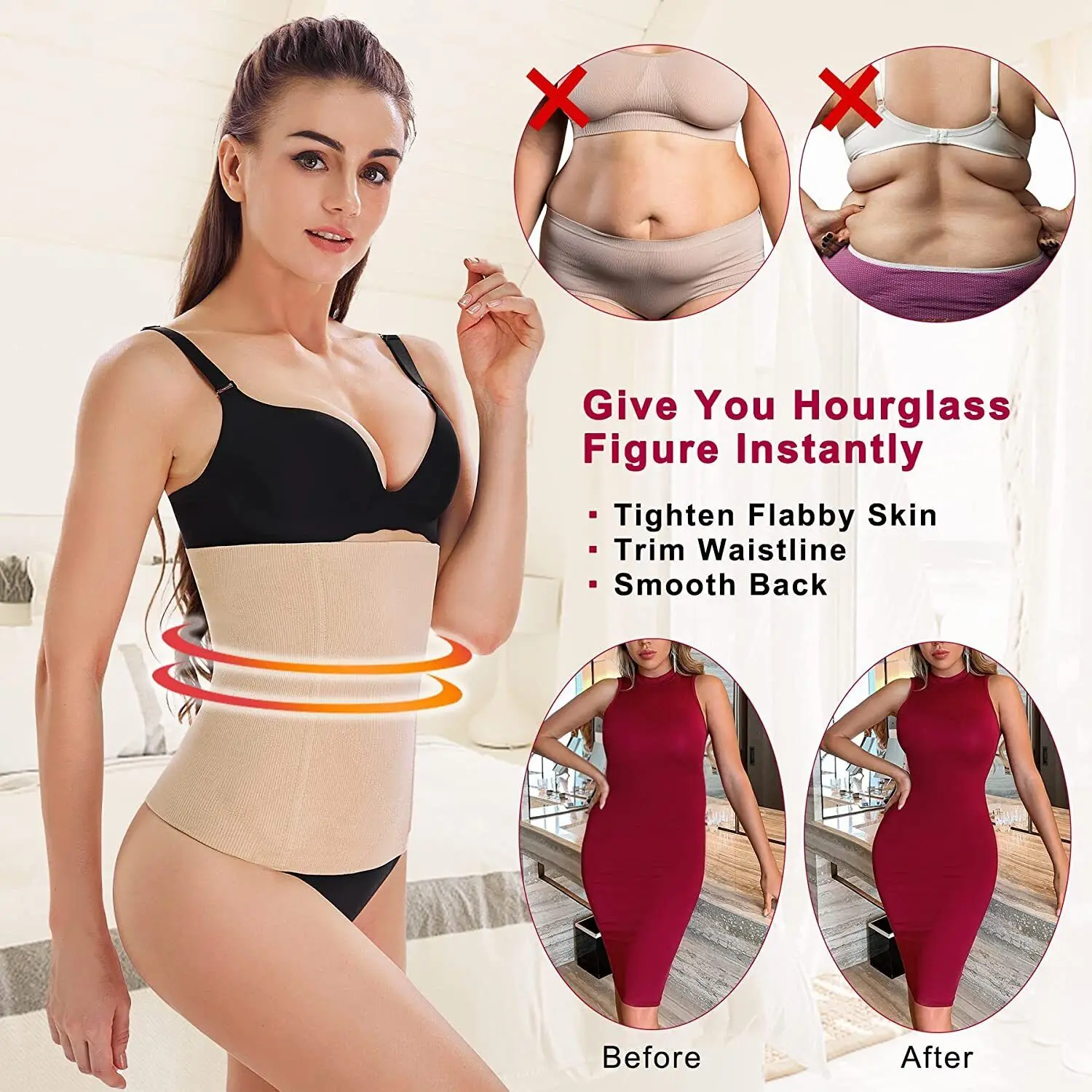 2 IN 1 Postpartum Belly Recovery Bands Body Shaper Waist Trainer Tummy Tuck Belt