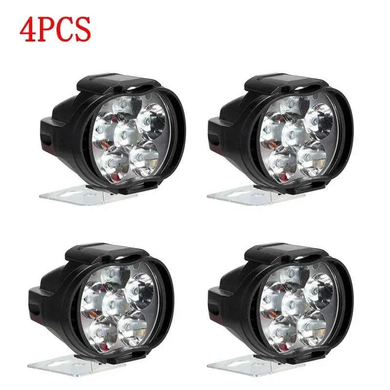 Motorcycle Headlight Spot Lights High Bright Waterproof Scooter Auxiliary Lamp Spotlights 6 LED Fog Bulb Work Lights with Switch