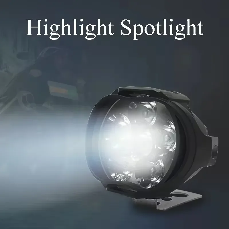Motorcycle Headlight Spot Lights High Bright Waterproof Scooter Auxiliary Lamp Spotlights 6 LED Fog Bulb Work Lights with Switch