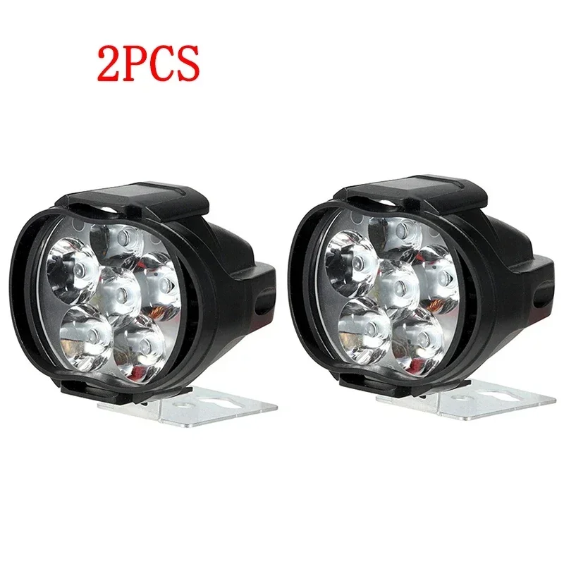 Motorcycle Headlight Spot Lights High Bright Waterproof Scooter Auxiliary Lamp Spotlights 6 LED Fog Bulb Work Lights with Switch