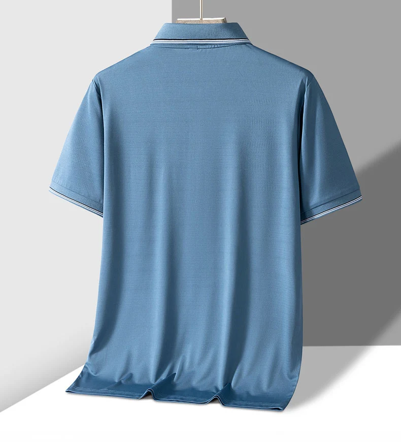 TFETTERS Polo Mens Tshirt for Dady Short Sleeve Turn Down Collar Business Anti-wrinkle Real Pocket Design Polo Shirt Man