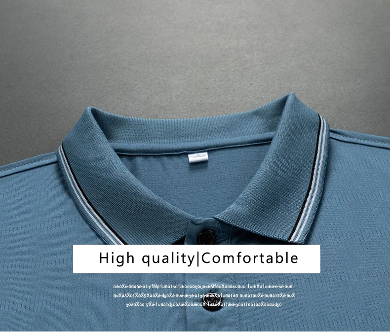TFETTERS Polo Mens Tshirt for Dady Short Sleeve Turn Down Collar Business Anti-wrinkle Real Pocket Design Polo Shirt Man
