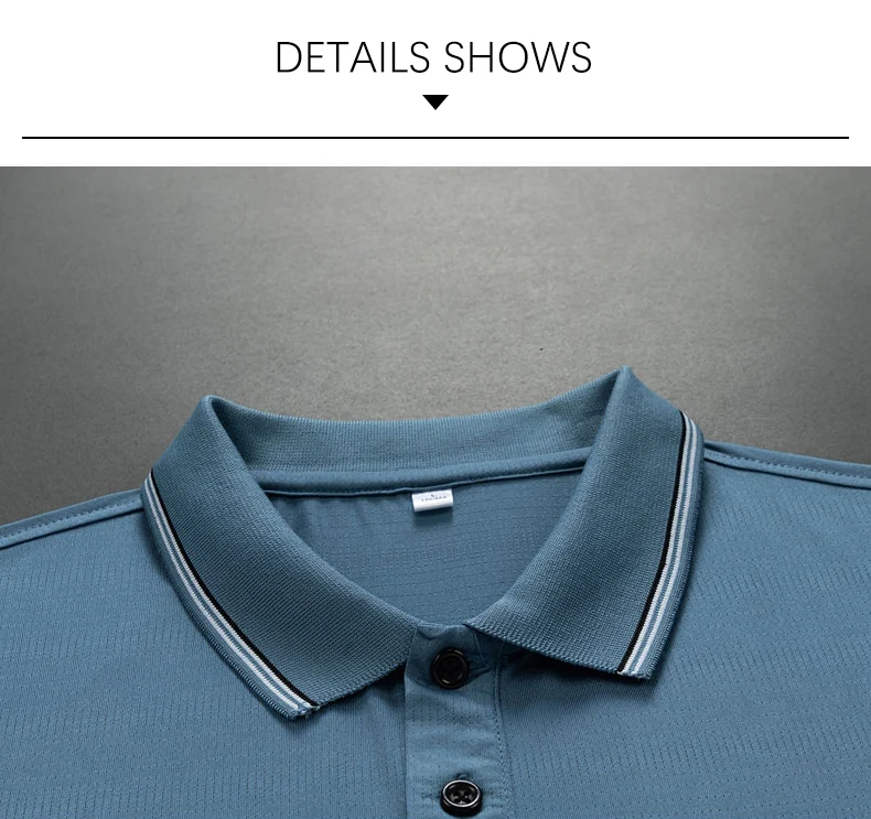 TFETTERS Polo Mens Tshirt for Dady Short Sleeve Turn Down Collar Business Anti-wrinkle Real Pocket Design Polo Shirt Man