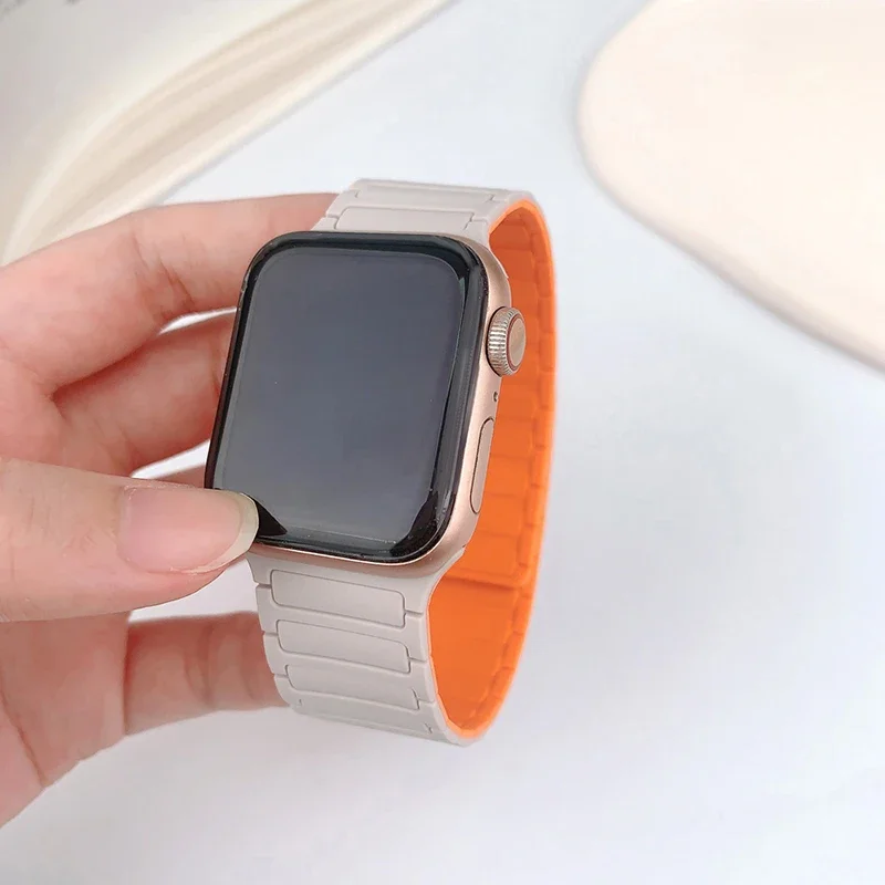 Magnetic Loop for Apple Watch Bands 44mm 40mm 49mm 45mm 41mm 38mm Silicone Bracelet iWatch Series 9 8 7 6 5 4 3 Se ultra 2 strap