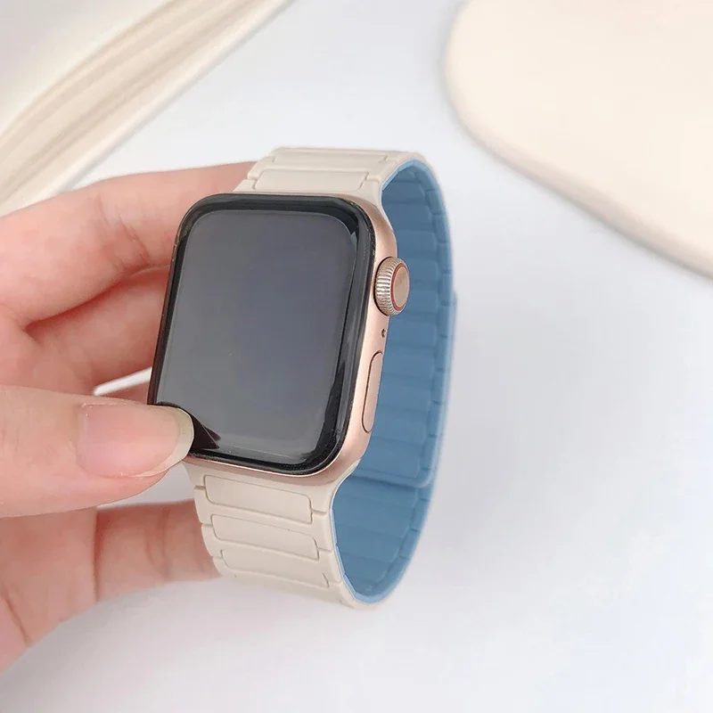 Magnetic Loop for Apple Watch Bands 44mm 40mm 49mm 45mm 41mm 38mm Silicone Bracelet iWatch Series 9 8 7 6 5 4 3 Se ultra 2 strap