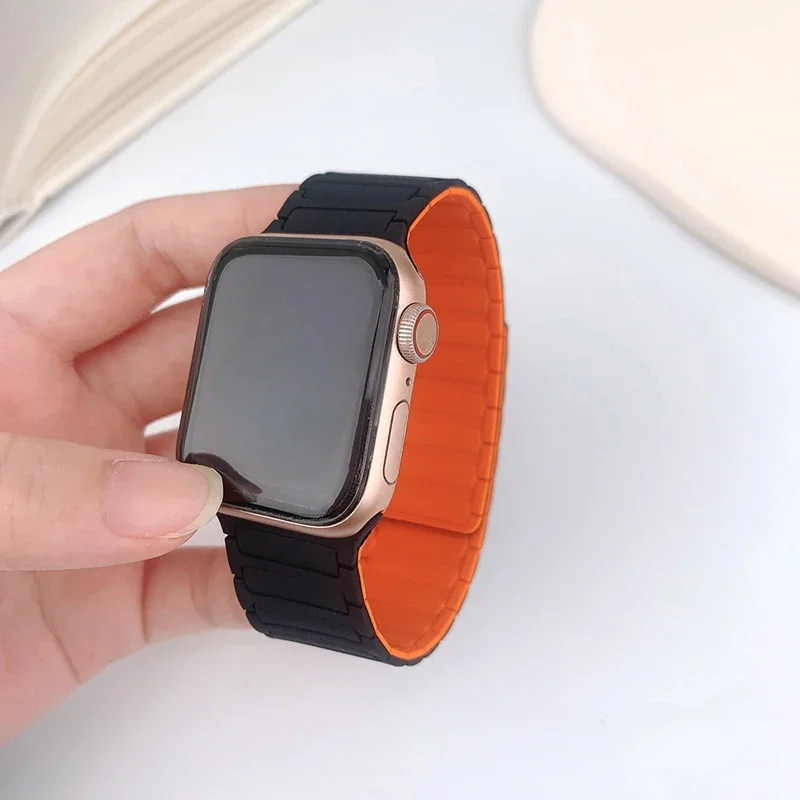 Magnetic Loop for Apple Watch Bands 44mm 40mm 49mm 45mm 41mm 38mm Silicone Bracelet iWatch Series 9 8 7 6 5 4 3 Se ultra 2 strap