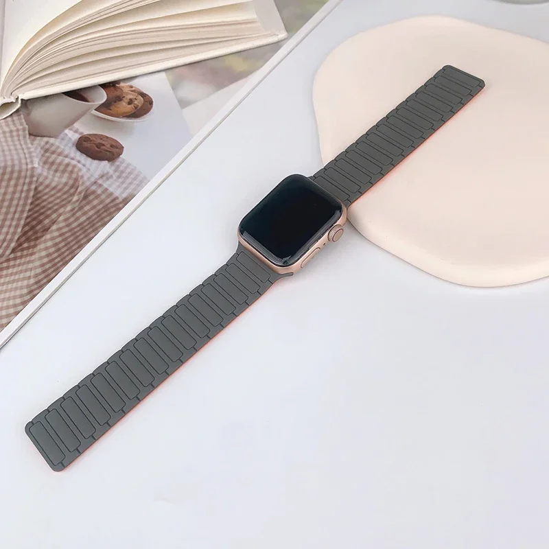 Magnetic Loop for Apple Watch Bands 44mm 40mm 49mm 45mm 41mm 38mm Silicone Bracelet iWatch Series 9 8 7 6 5 4 3 Se ultra 2 strap