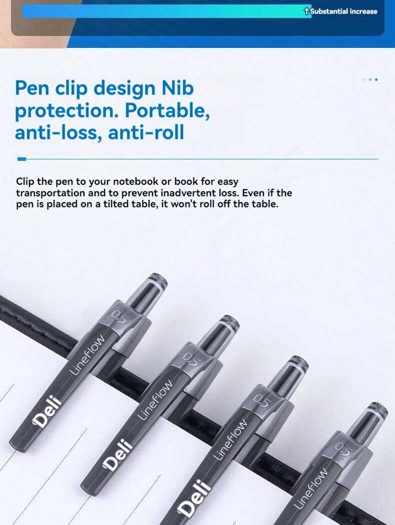 12Pcs Set deli Ballpen Retractable Gel Pens Black Blue Ink 0.5mm Ballpoint Replaceable Refills Office School Supplies Stationery